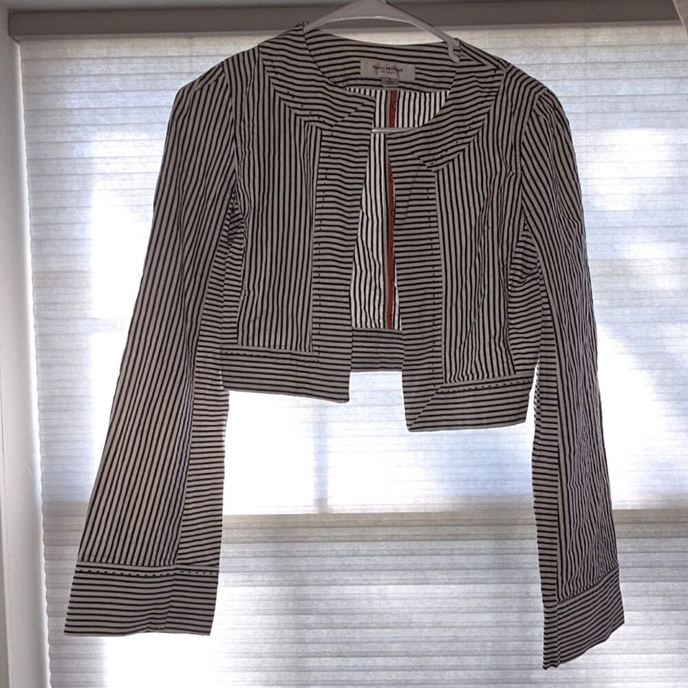 Isaac Mizrahi Black and White Striped Bolero